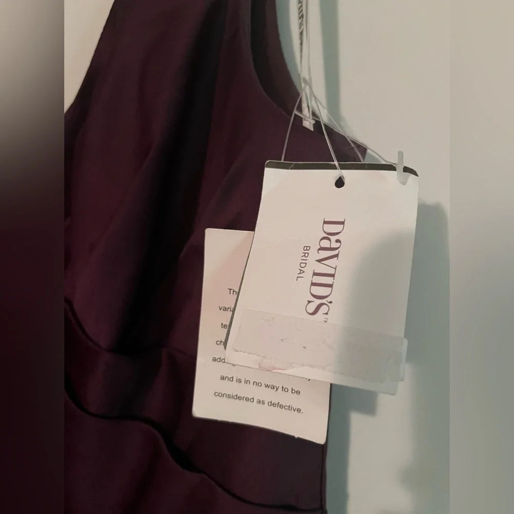 David’s Bridal Long purple satin tank bridesmaid dress - Picture 6 of 8